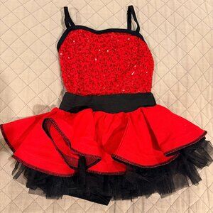 Weissman Jazz/Tap Red Black Sequin Tutu Dress Child XS